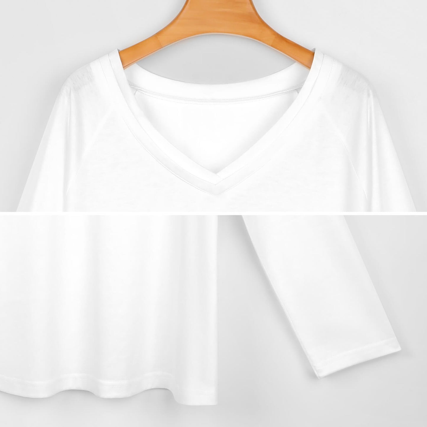 V-neck Loose Long Sleeve T-shirt(All-Over Printing)
