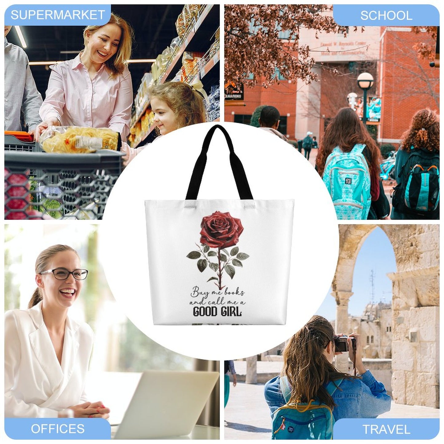 Roses Are Red Large Tote Bag | BookTok Inspired Bookish Gift