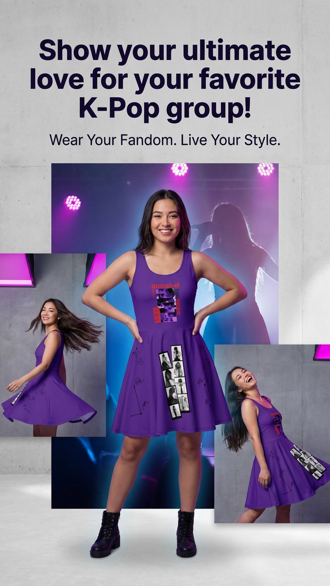 BTS Arirang World Tour 2026 Purple Skater Dress with Pockets - Borahae Concert Outfit
