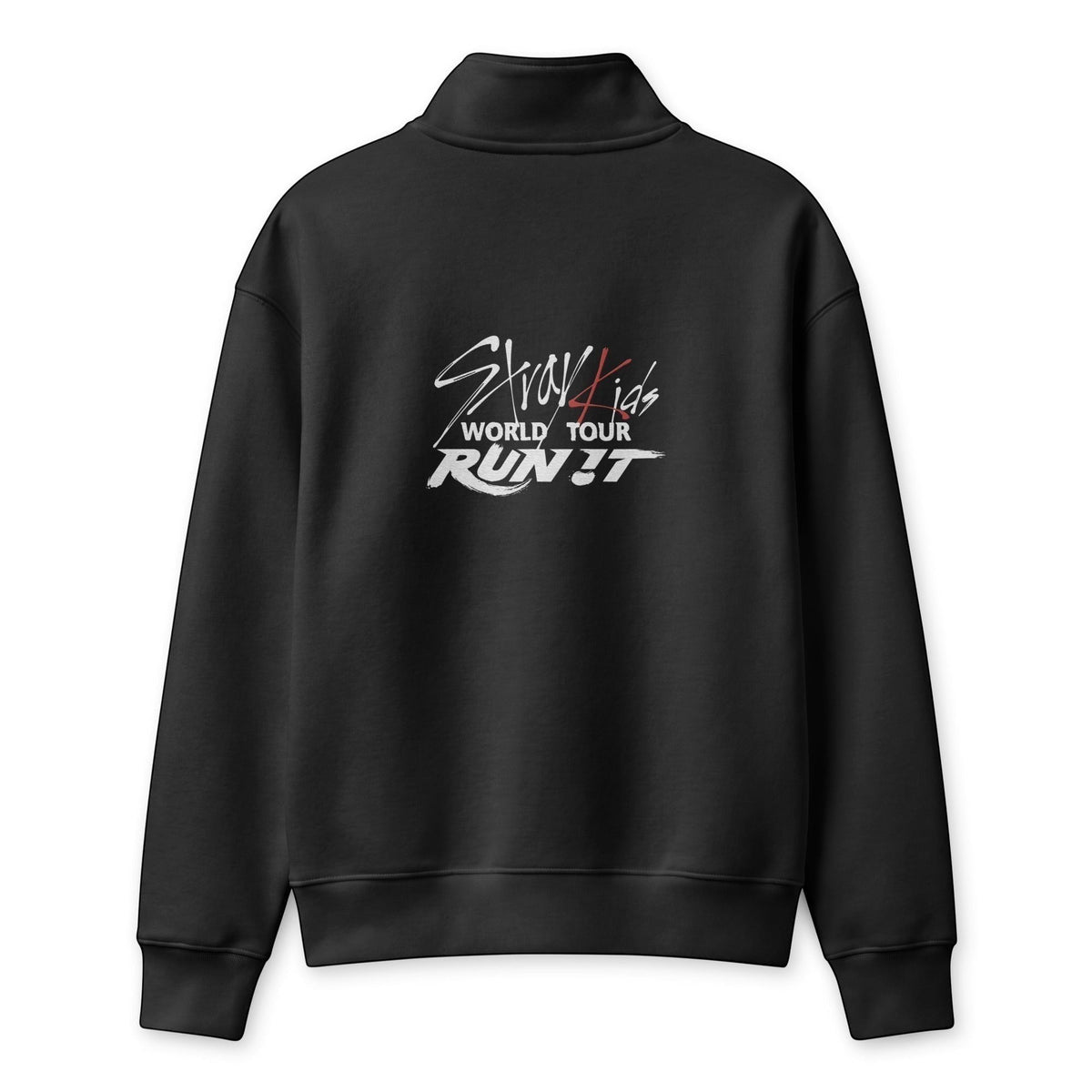 Clothing By Hot Takes Designs black Stray Kids Run It world tour track jacket with back graphic logo