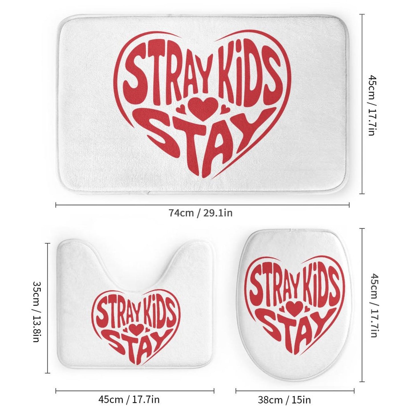 Stray Kids SKZOO Custom Bathroom Set | 4-Piece Shower Curtain & Bath Mat Set