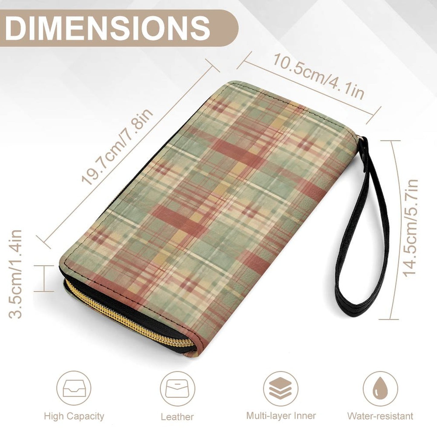 Leather Wallet with Wristlet Strap (2 Pictures on 2 Sides)