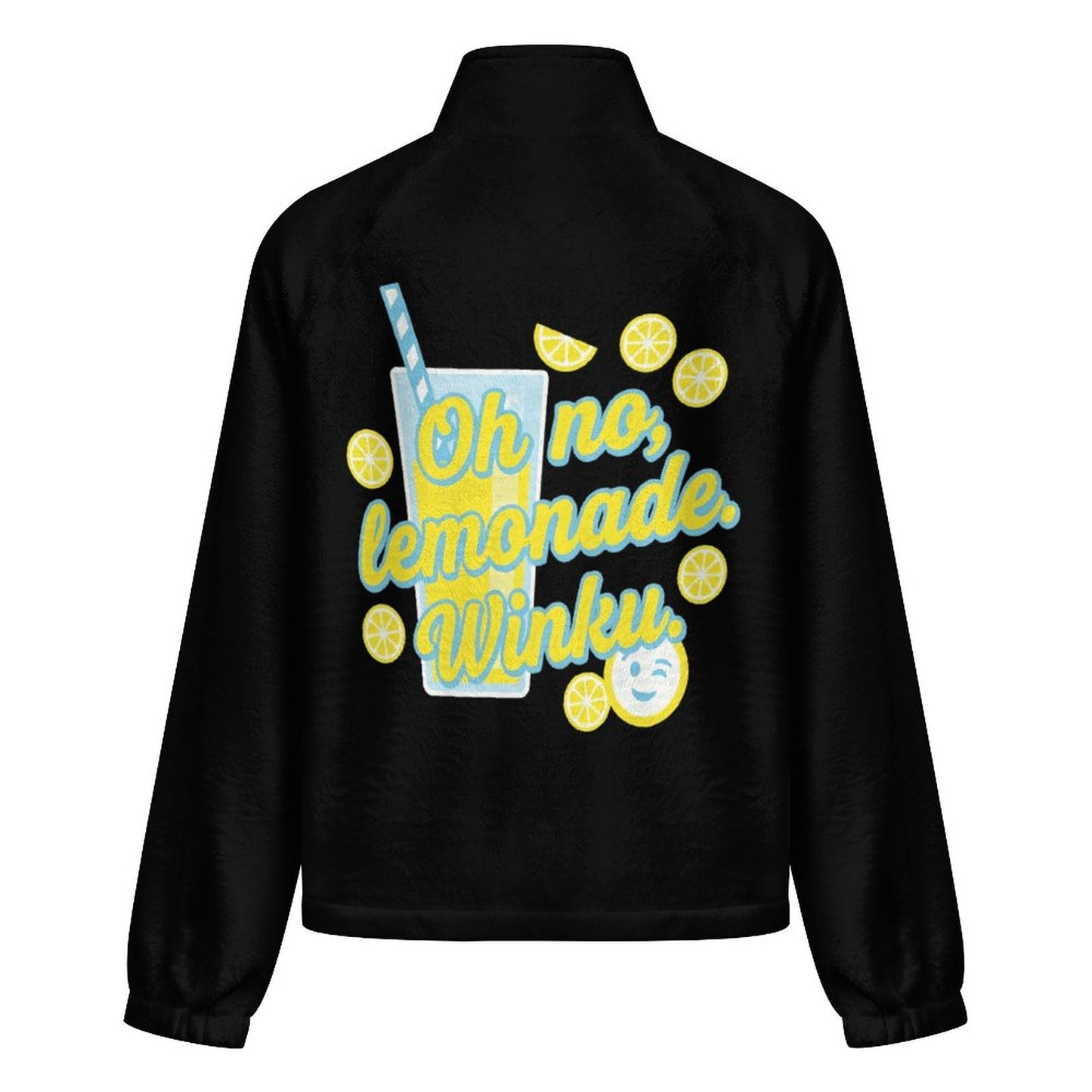 Women's Stand-Up Collar Fleece Jacket(All-Over Printing) — flat lay