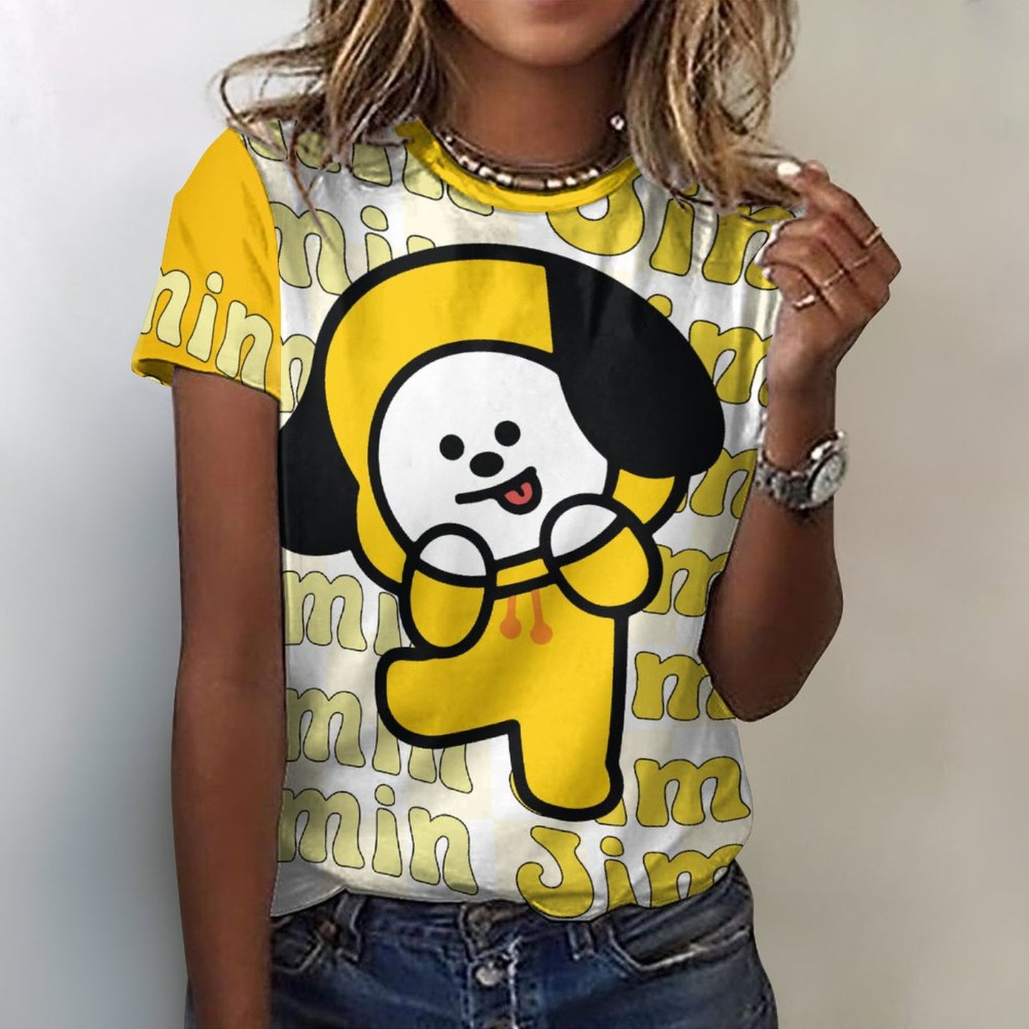 BT21 Chimmy Jimin Women's Cotton T-Shirt | K-Pop Fan Merch All-Over Print