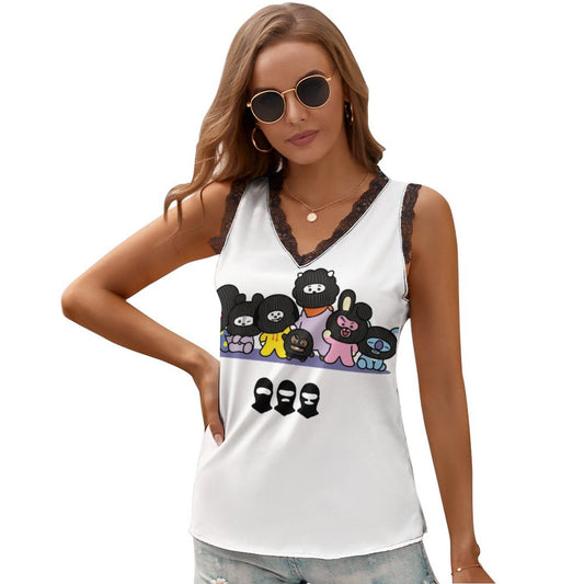 BT21 Hooligan Inspired V-Neck Cami Top – All-Over Print K-Pop Aesthetic Camisole