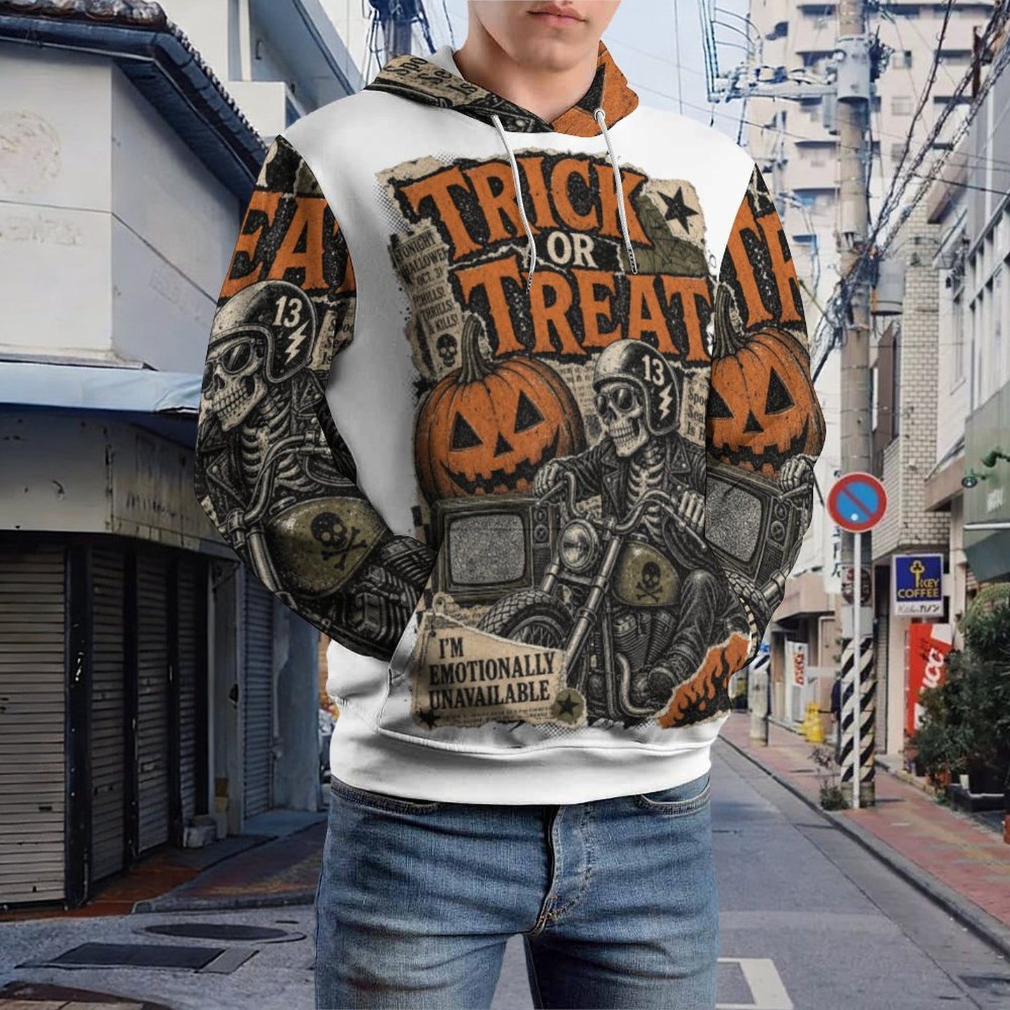 Trick or Treat Emotionally unavailable  Women's Graphic Hoodie (All-Over Printing)