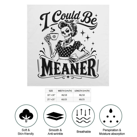 I could be meaner square printed scarf in white and black imitated silk layout
