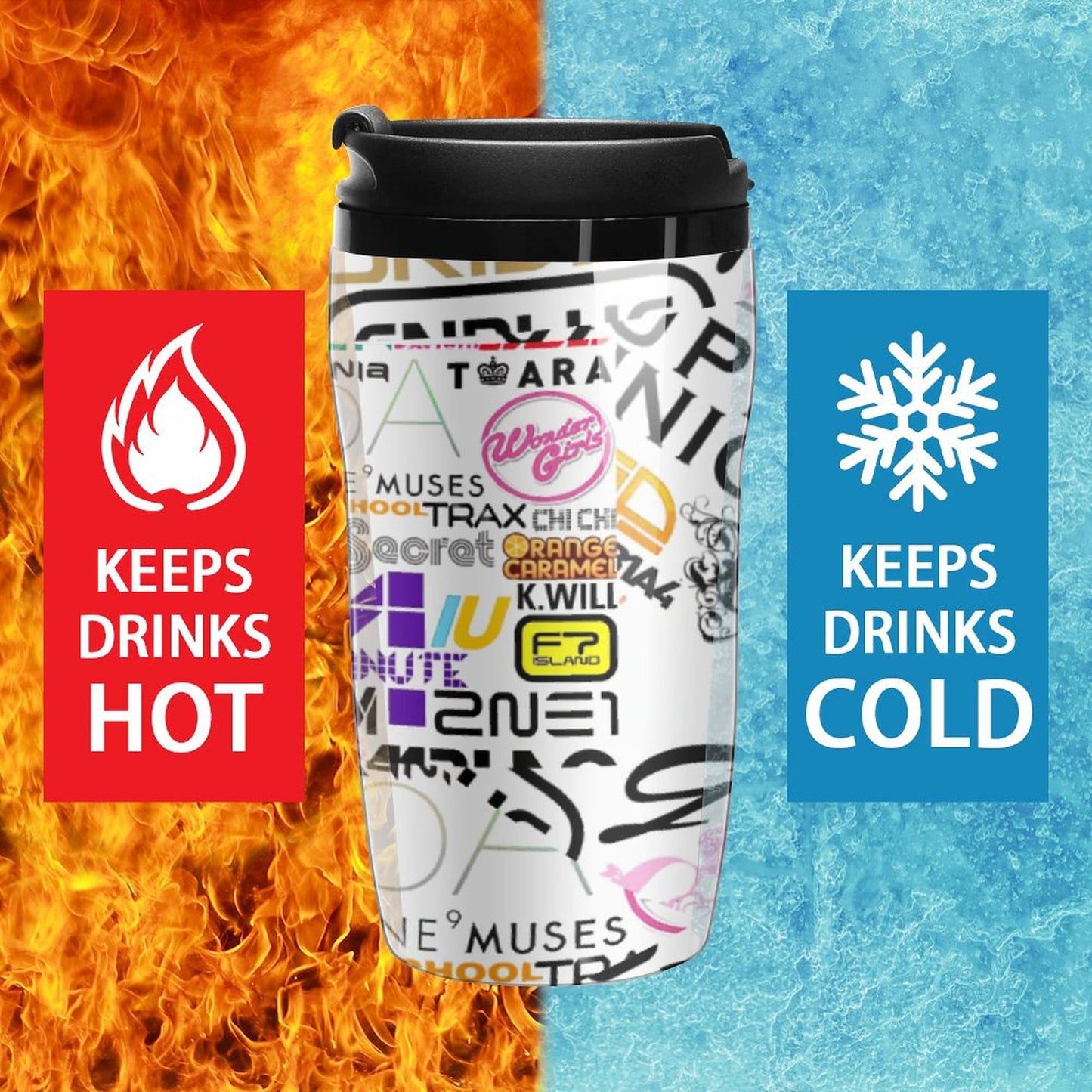 Kpop Stan Custom Coffee Mug | Double-Wall Insulated Travel Mug with Flip Lid