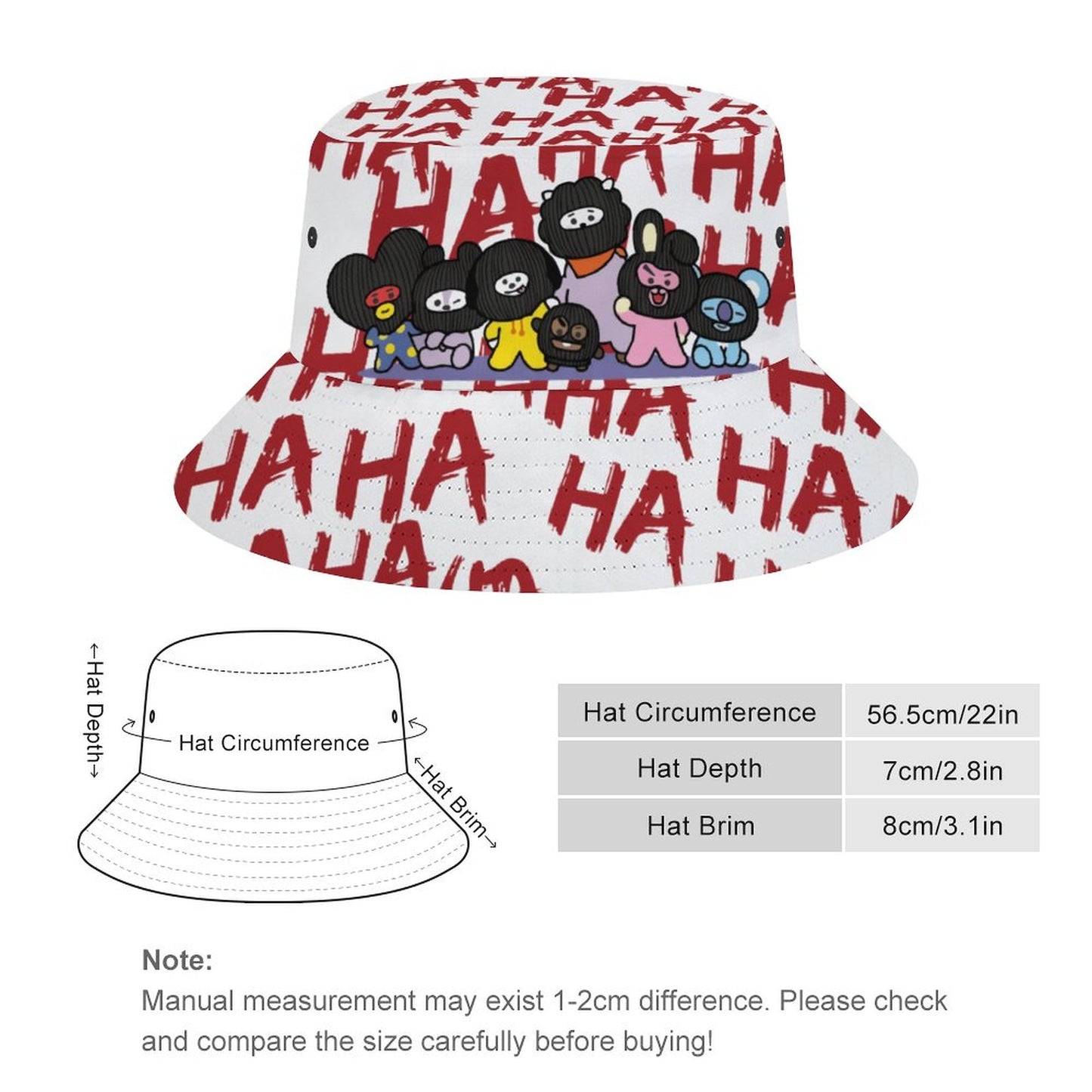 BT21 Hooligan Inspired Adult Bucket Hat – Premium Packable K-Pop Streetwear Sun Cap