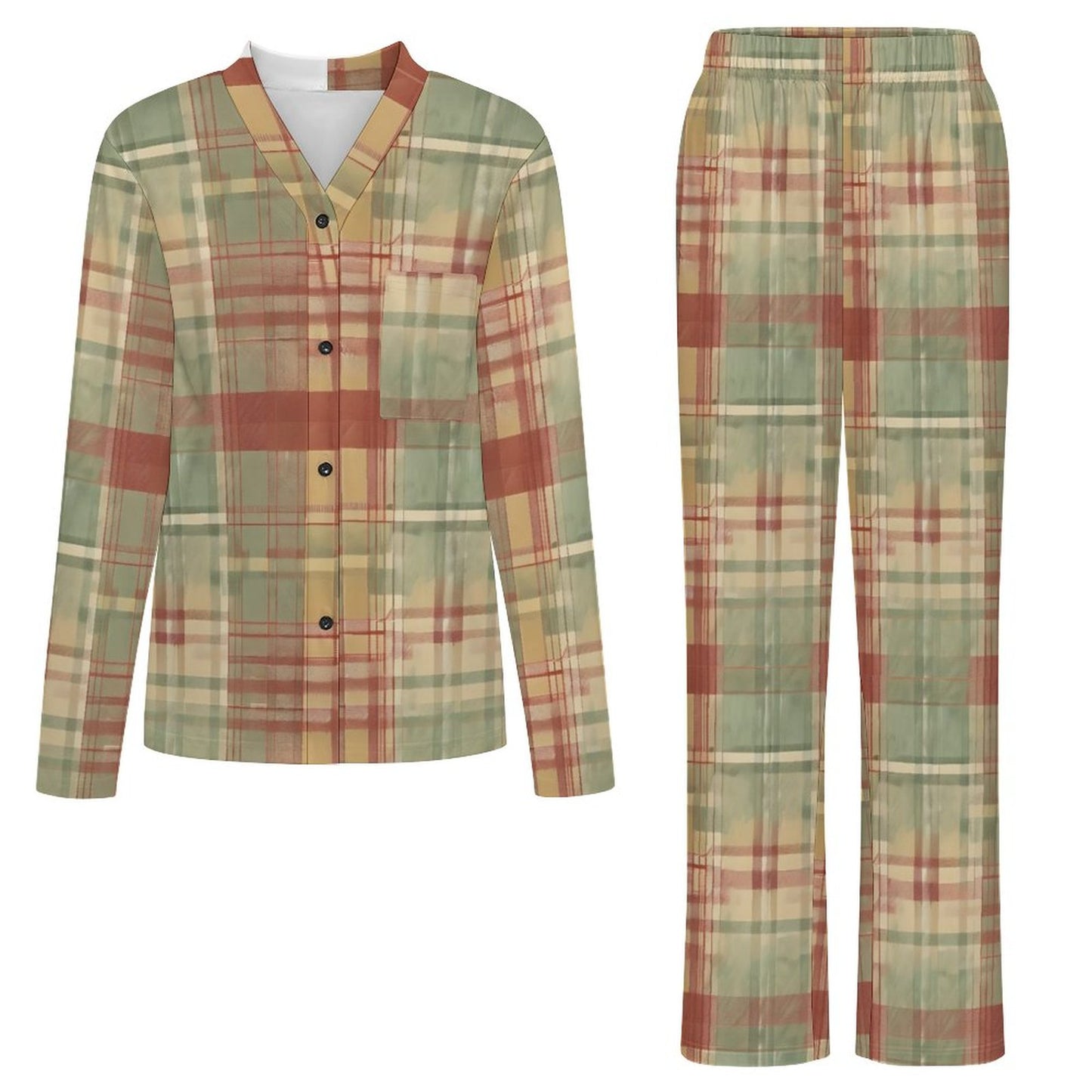 180gsm Women's V-Neck Pajama Set(All-Over Printing)