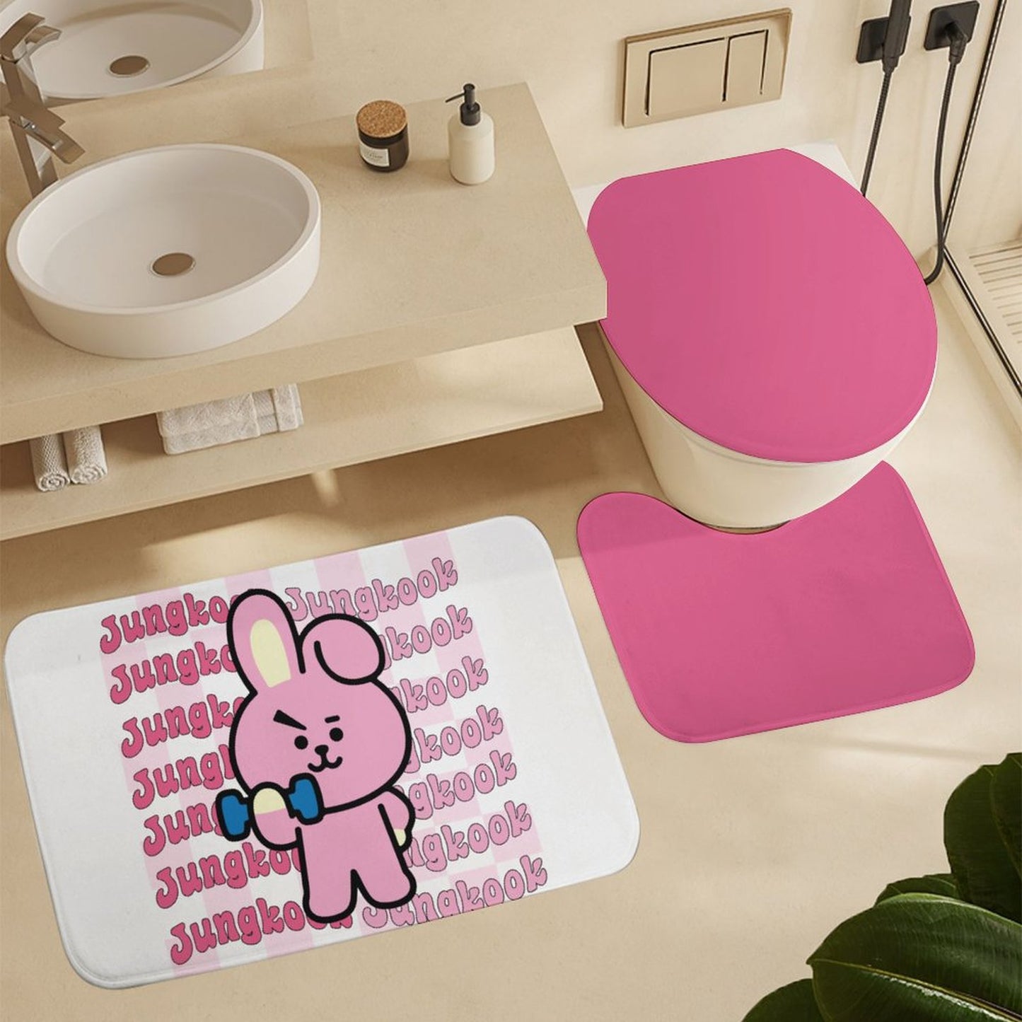 BT21 Cooky Jungkook Bathroom 4-Piece Set | K-Pop Fan Home Decor Gift