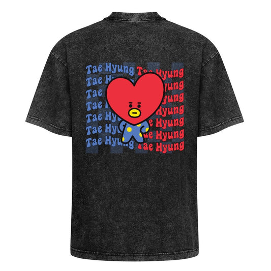 BT21 Tata V Taehyung Men's Washed Cotton T-Shirt | K-Pop Fan Merch Back Print