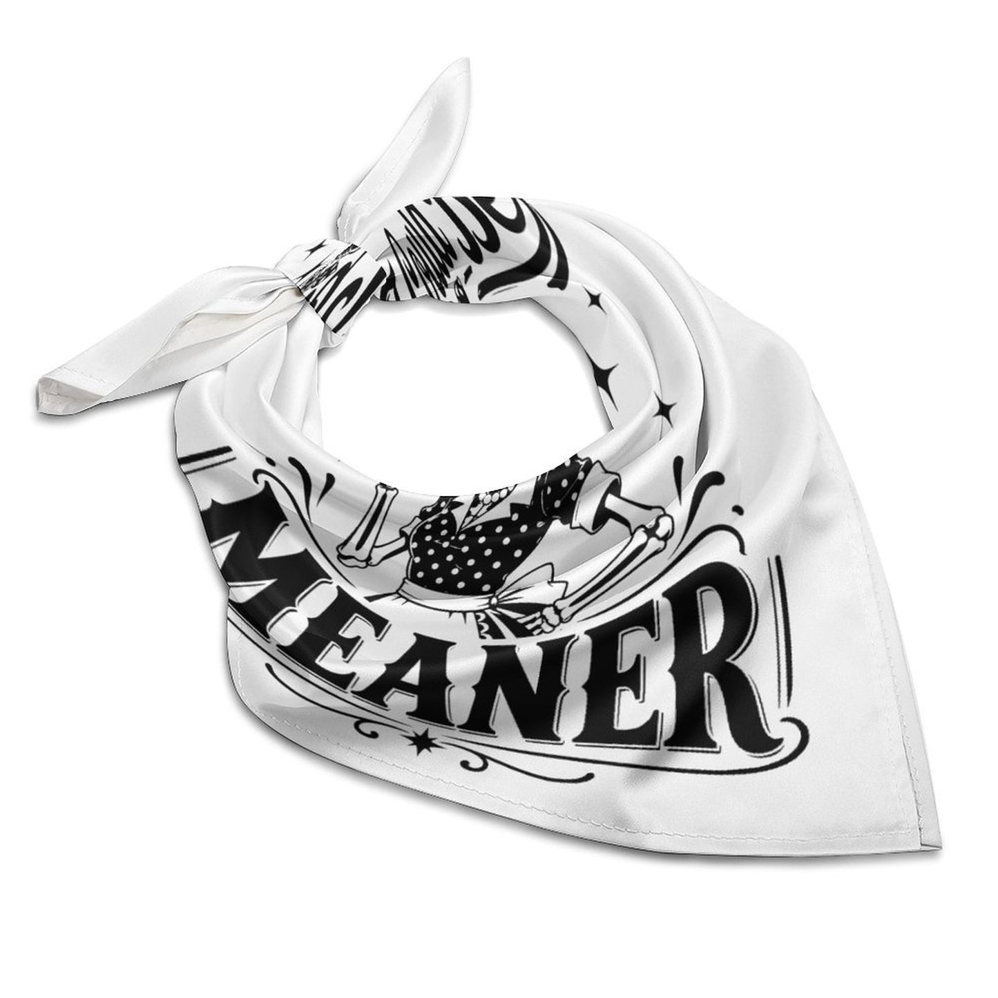 I could be meaner square printed scarf in white and black imitated silk layout