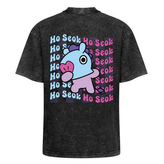 BT21 Mang J-Hope Hoseok Men's Washed Cotton T-Shirt | K-Pop Fan Merch Back Print