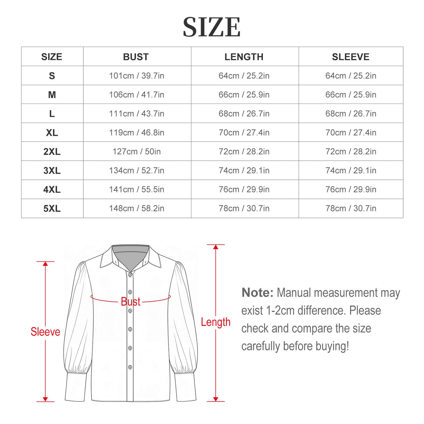 120gsm Lantern Long Sleeve Shirt(All-Over Printing)
