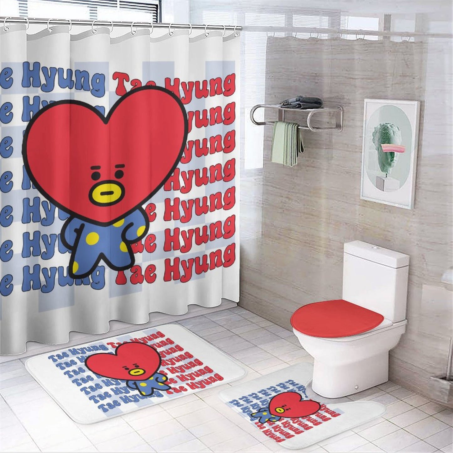 BT21 Tata V Taehyung Bathroom 4-Piece Set | K-Pop Fan Home Decor Gift