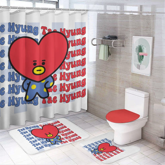 BT21 Tata V Taehyung Bathroom 4-Piece Set | K-Pop Fan Home Decor Gift
