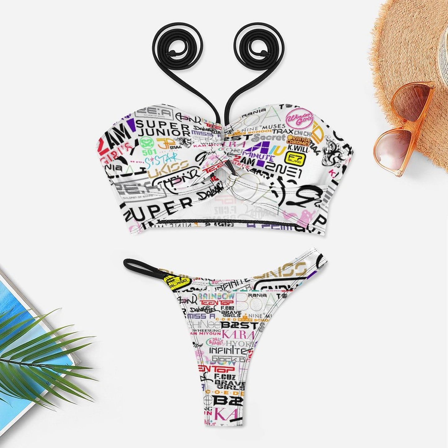 Kpop Custom Bikini Swimsuit | All-Over Print Halter Two-Piece