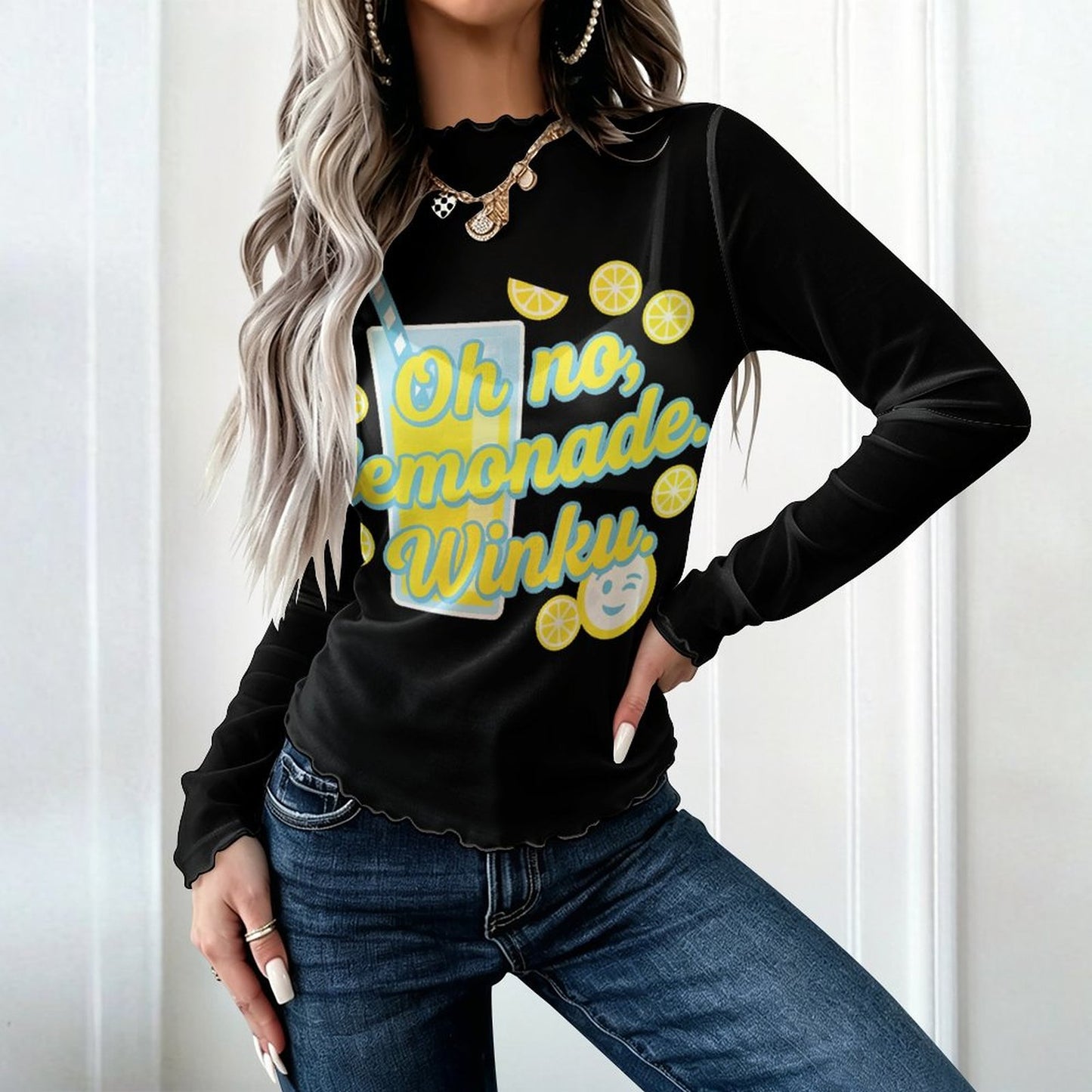 100gsm High Neck Mesh Top For Women(All-Over Printing) — back view