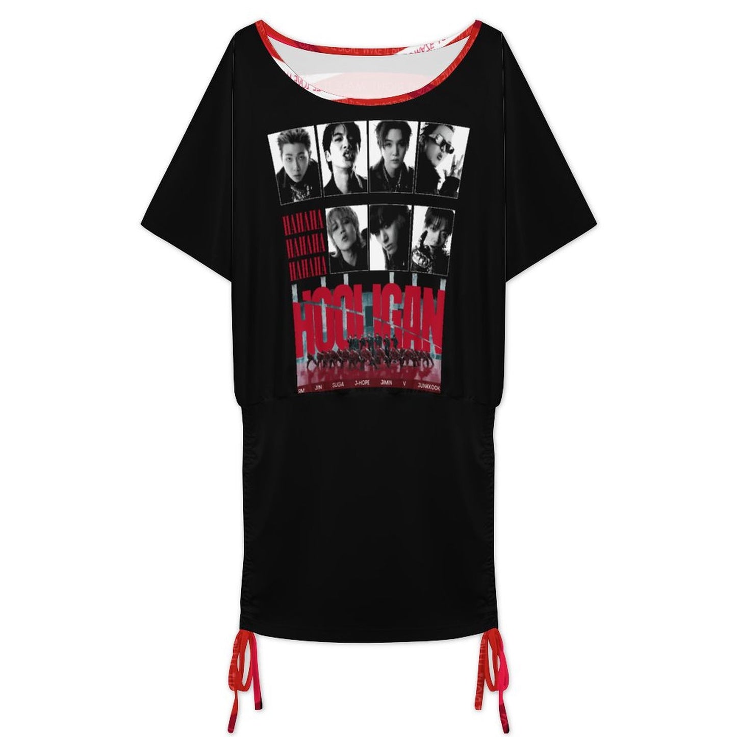 BTS Inspired Bat Sleeve Mini Dress | All-Over Print Kpop Dress S-5XL