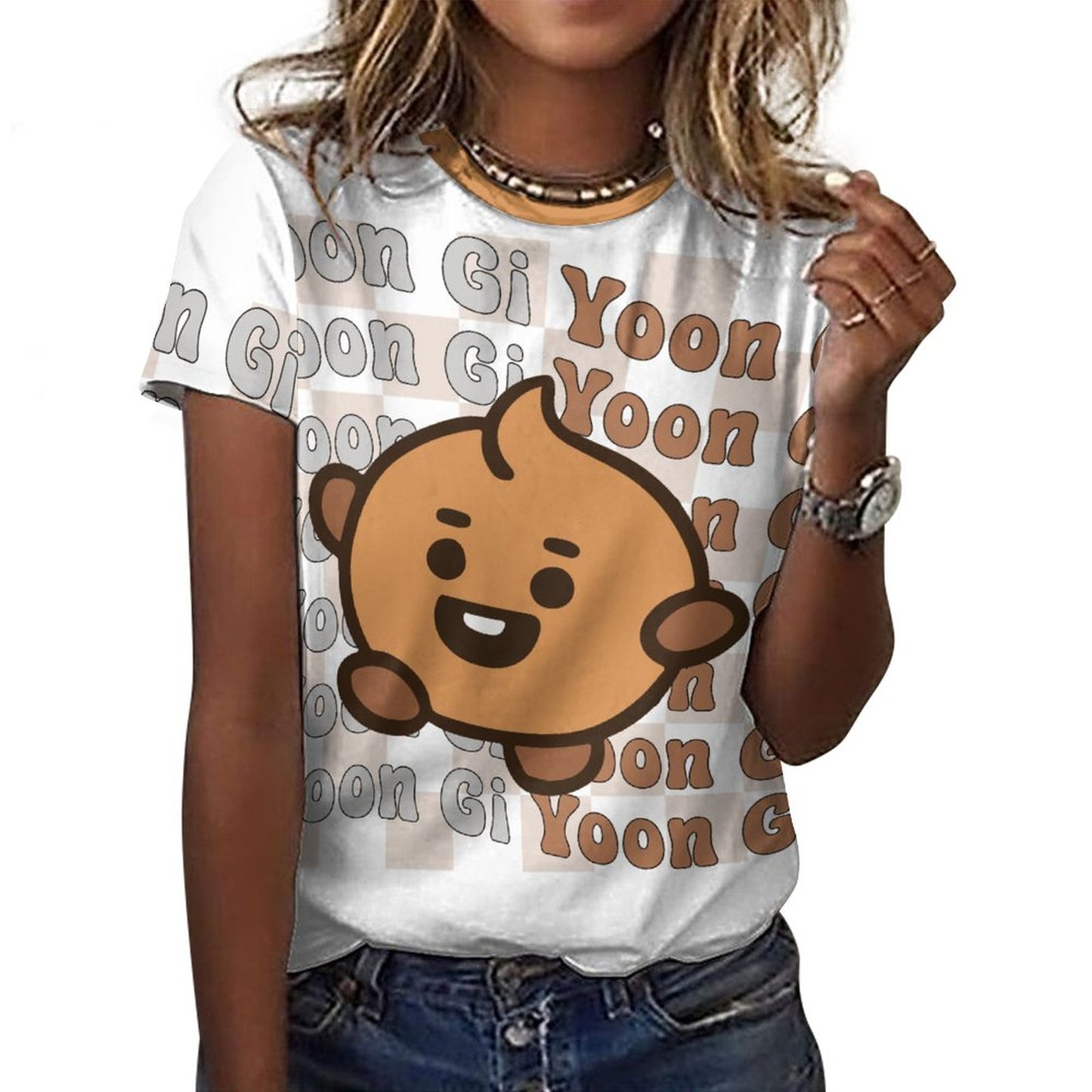 BT21 Shooky Suga Women's Cotton T-Shirt | K-Pop Fan Merch All-Over Print