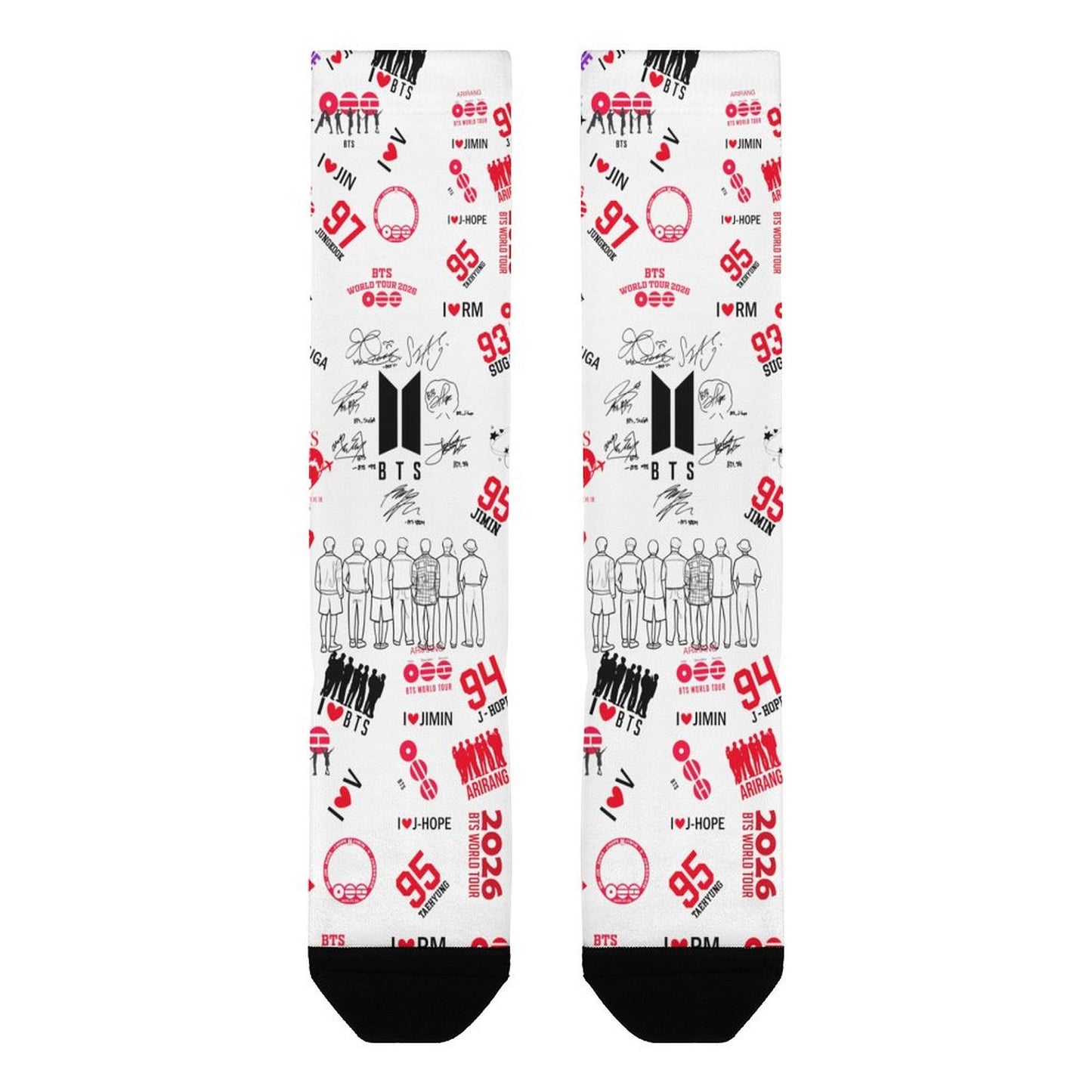 BTS Hooligan Style All-Over Print Crew Socks | Edgy K-Pop Streetwear Aesthetic Socks for ARMY
