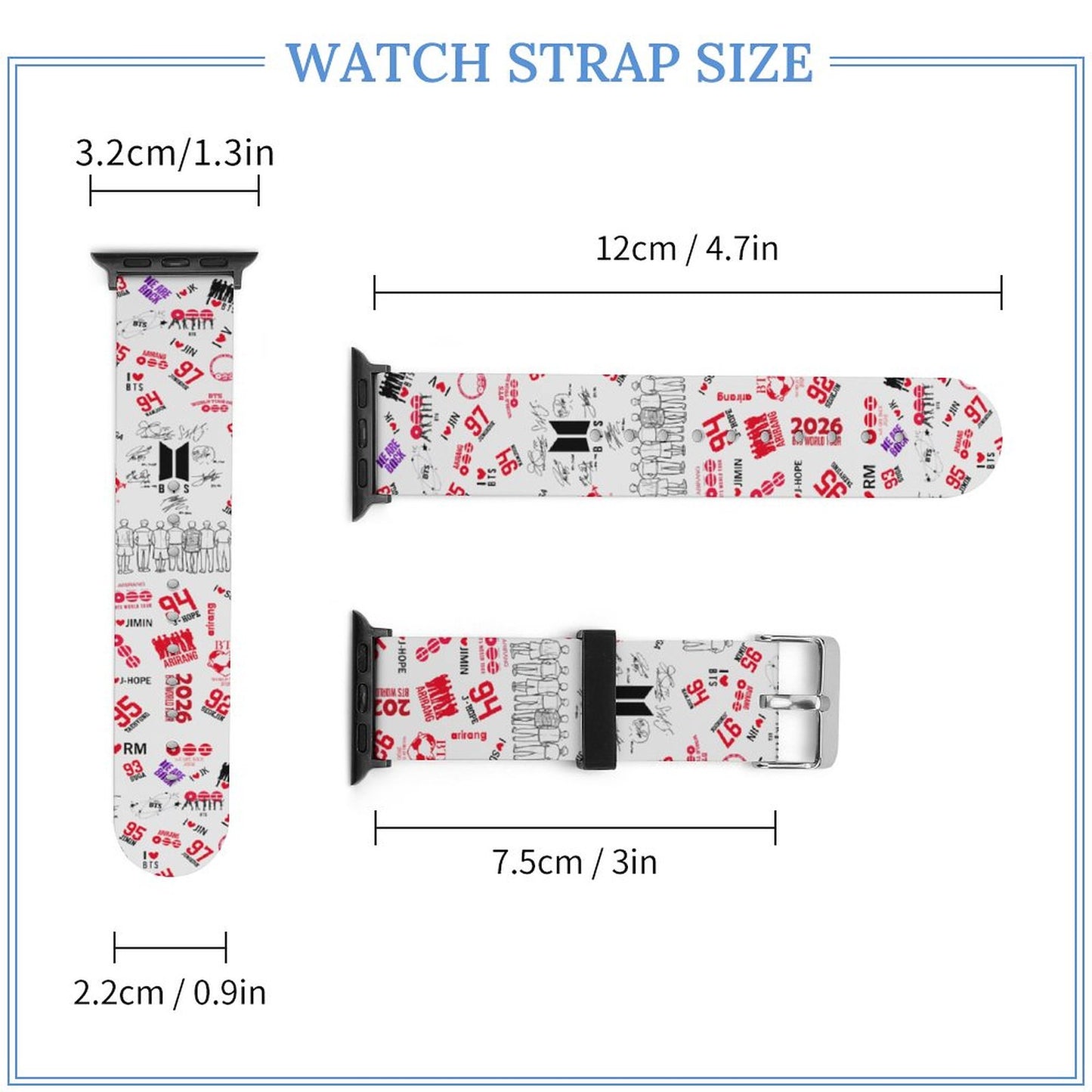BTS Hooligan Style Silicone Apple Watch Band | Edgy K-Pop Streetwear Watch Strap for ARMY