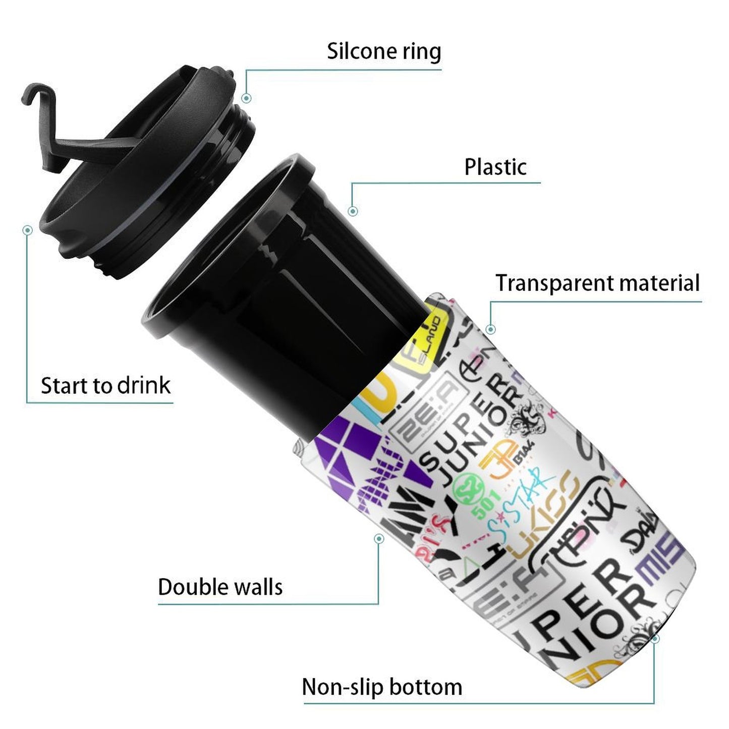 Kpop Stan Custom Coffee Mug | Double-Wall Insulated Travel Mug with Flip Lid