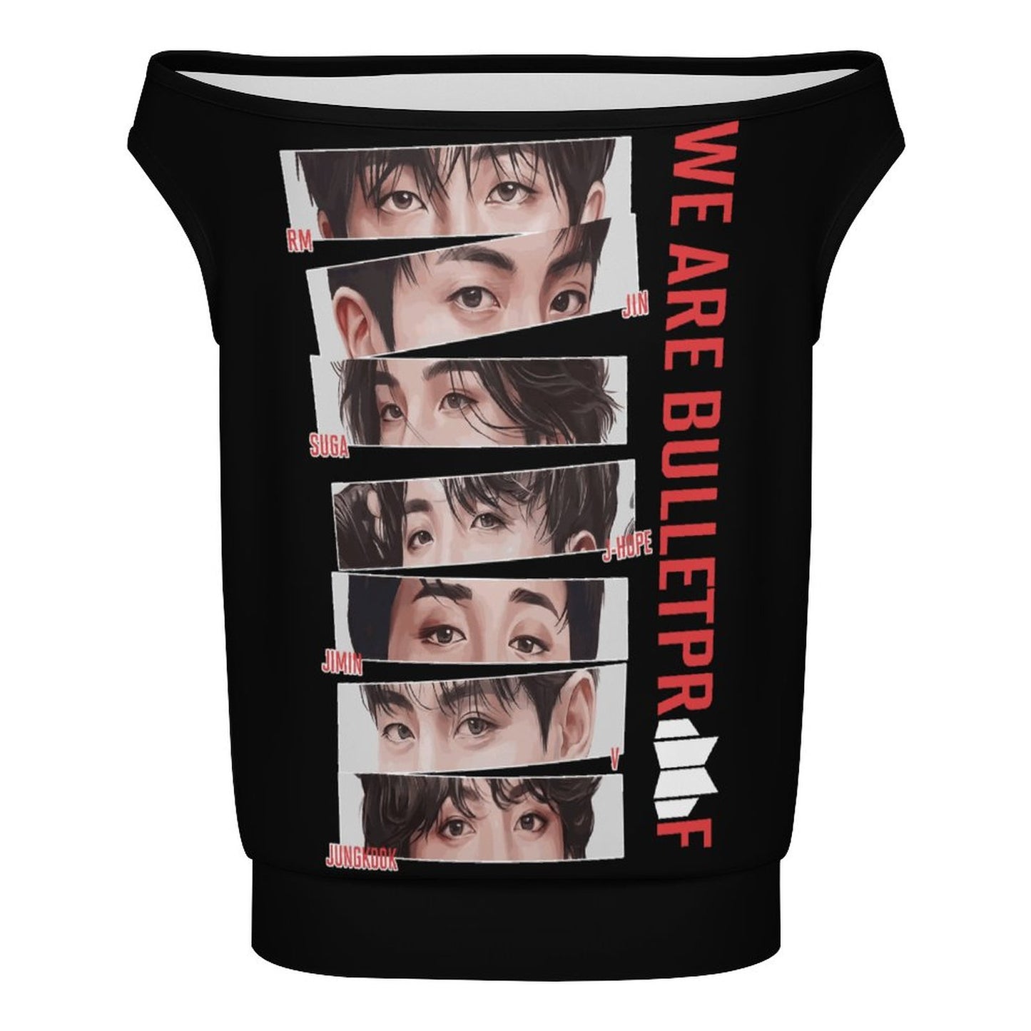 BTS Inspired Single Shoulder Top | We Are Bulletproof All-Over Print Tee