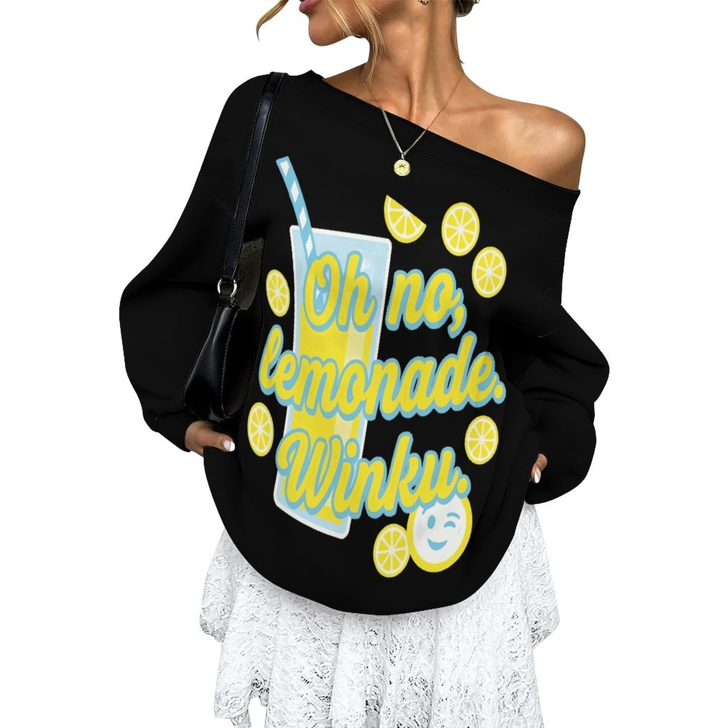 230gsm Off Shoulder Hoodie(All-Over Printing) — side view