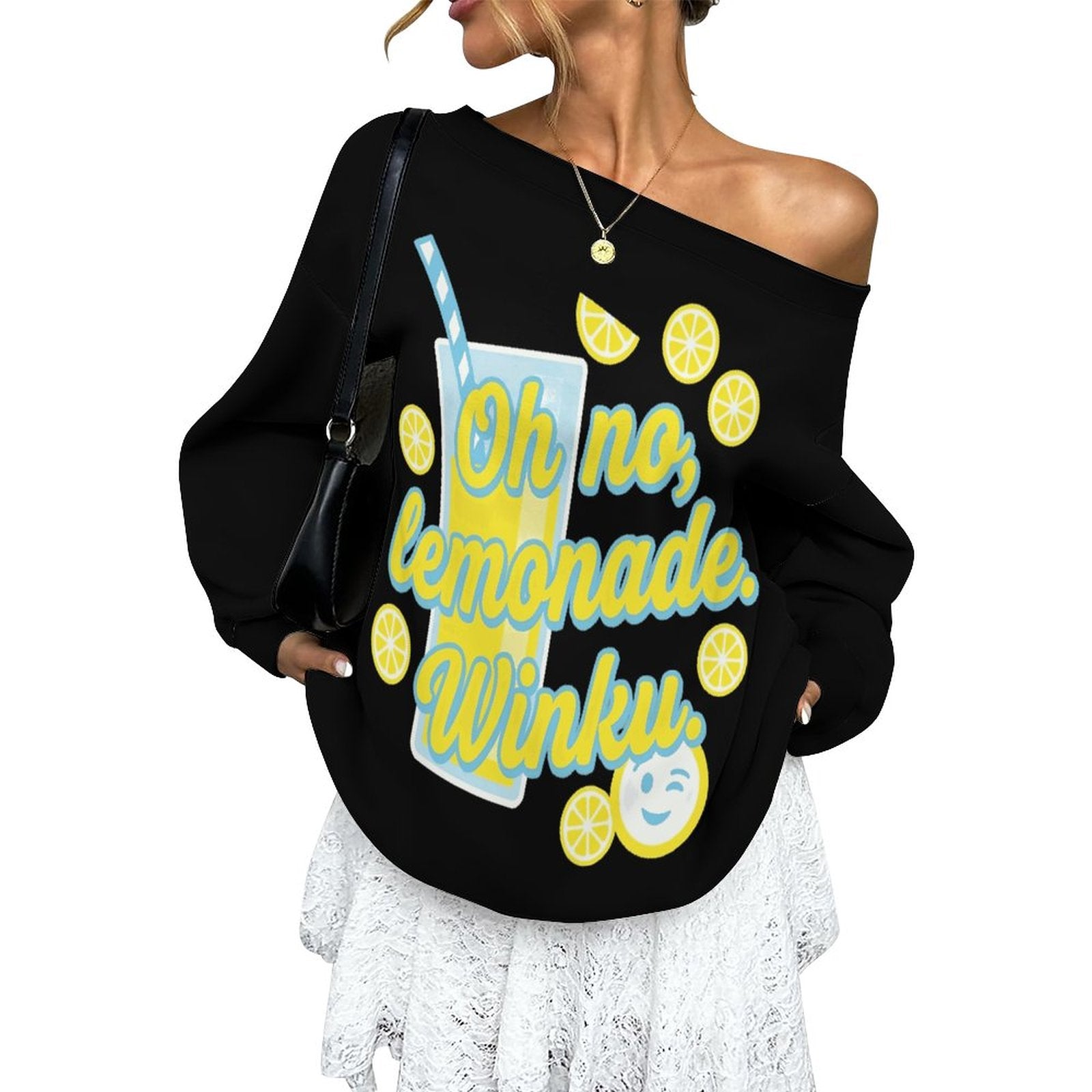 230gsm Off Shoulder Hoodie(All-Over Printing) — side view