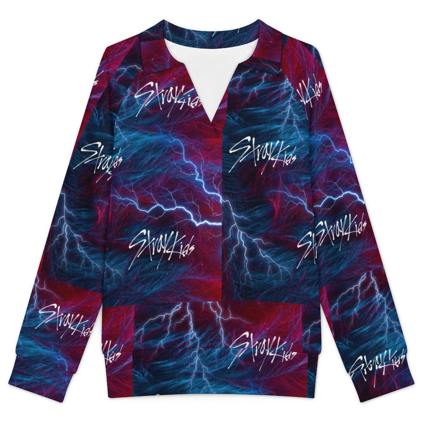 170gsm Casual Long Sleeve V-Neck Sweatshirt(All-Over Printing)