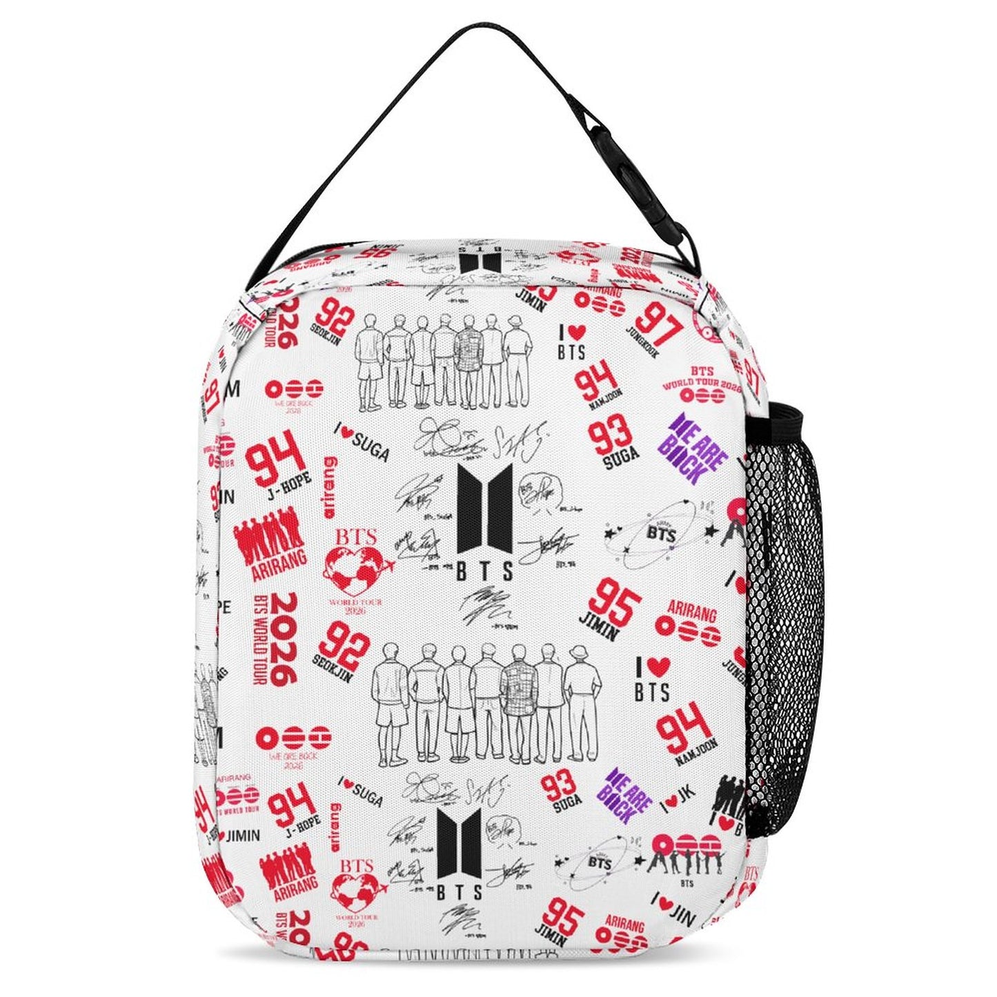 BTS ARMY "Borahae" 3-Piece School Backpack Set | K-Pop Aesthetic Travel Bag, Insulated Lunch Bag & Pencil Case