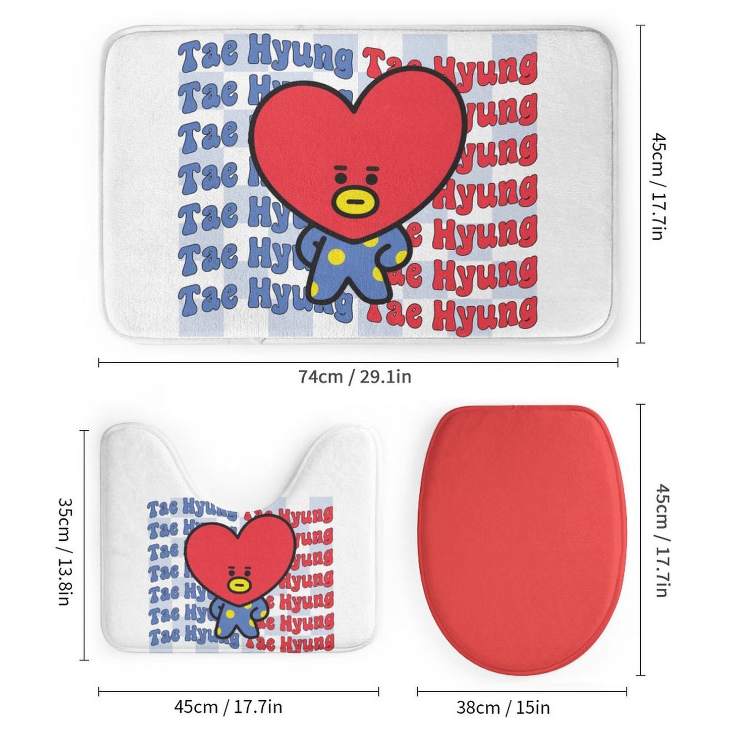 BT21 Tata V Taehyung Bathroom 4-Piece Set | K-Pop Fan Home Decor Gift