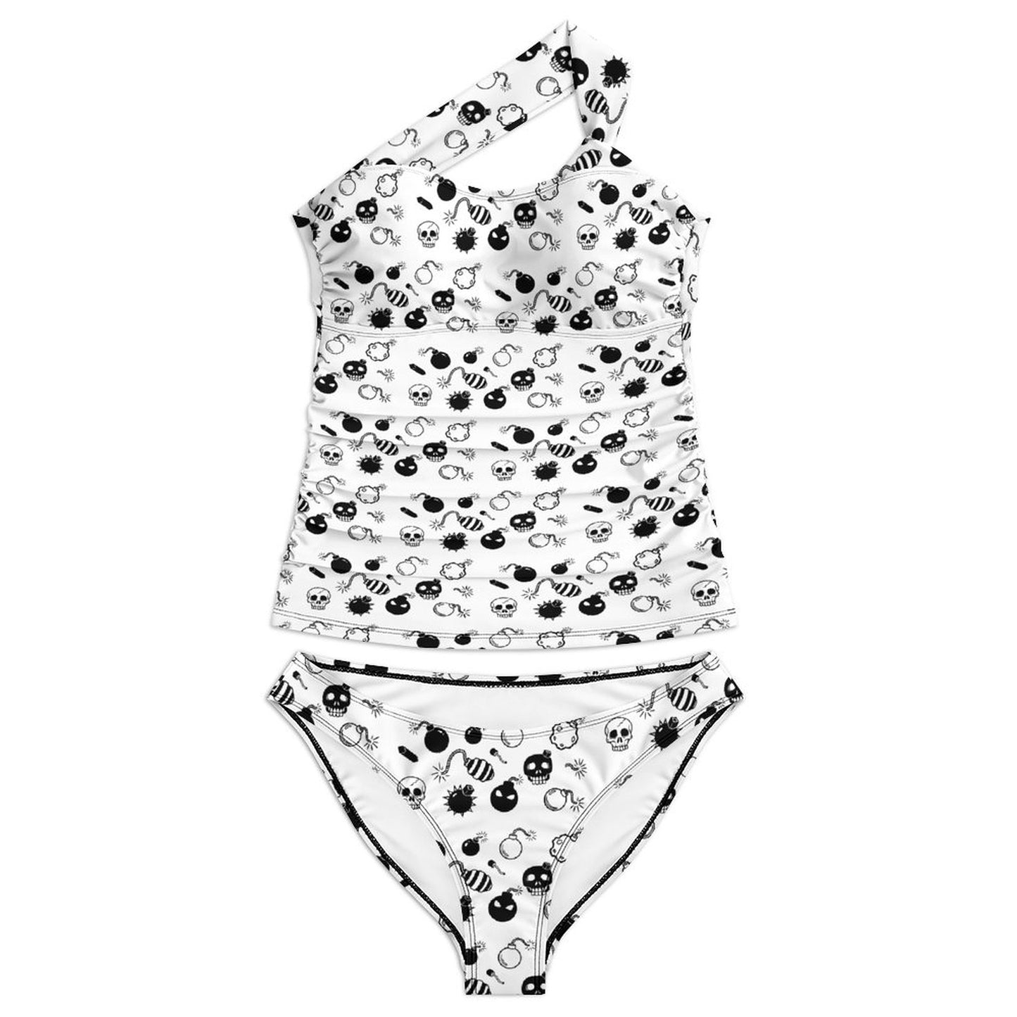 Skulls and Bombs Two-Piece Swimsuit Set · Edgy Y2K Grunge Bikini · Alt Fashion Summer Streetwear