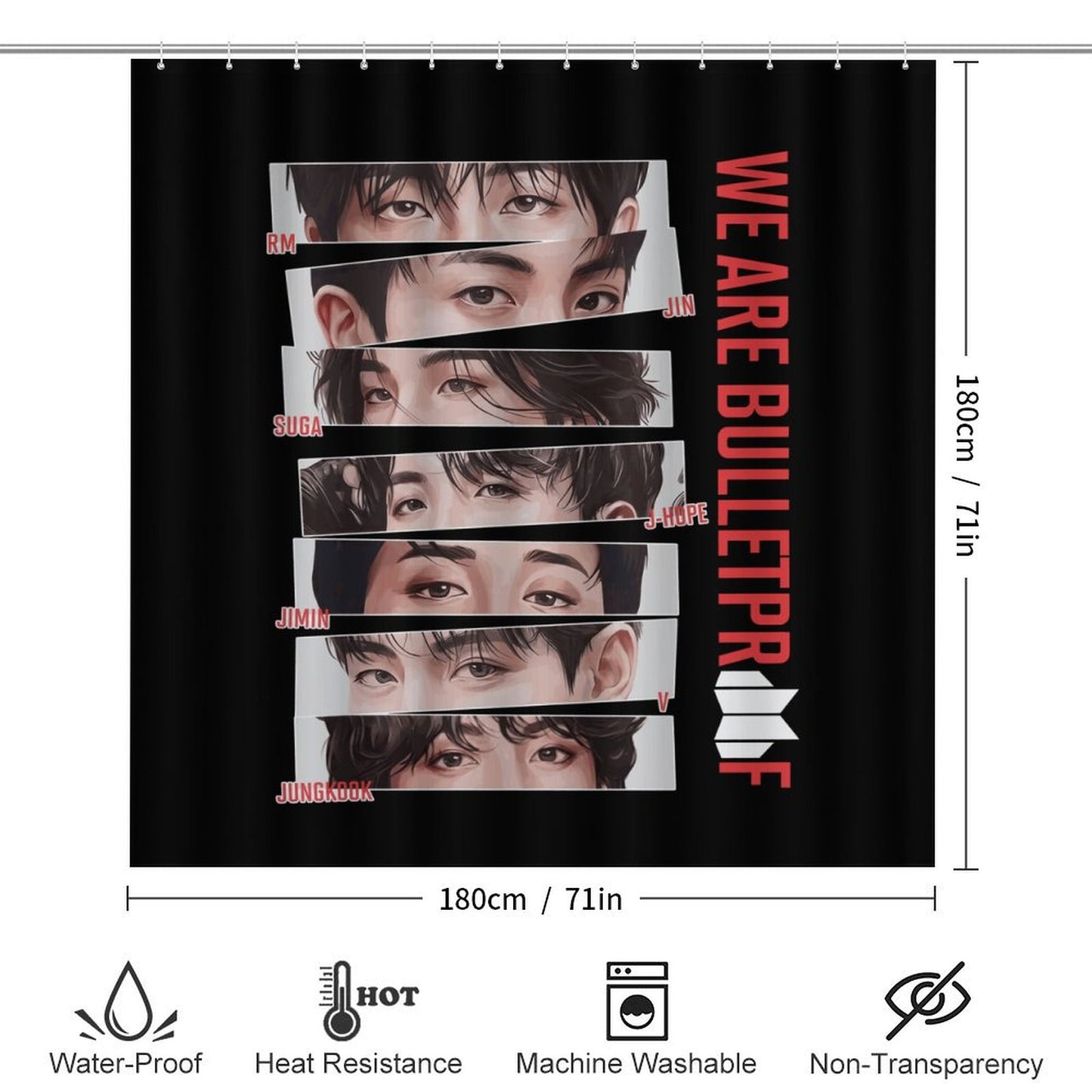 BTS Army 'We Are Bulletproof' Bathroom 4-Piece Set | K-Pop Fan Home Decor