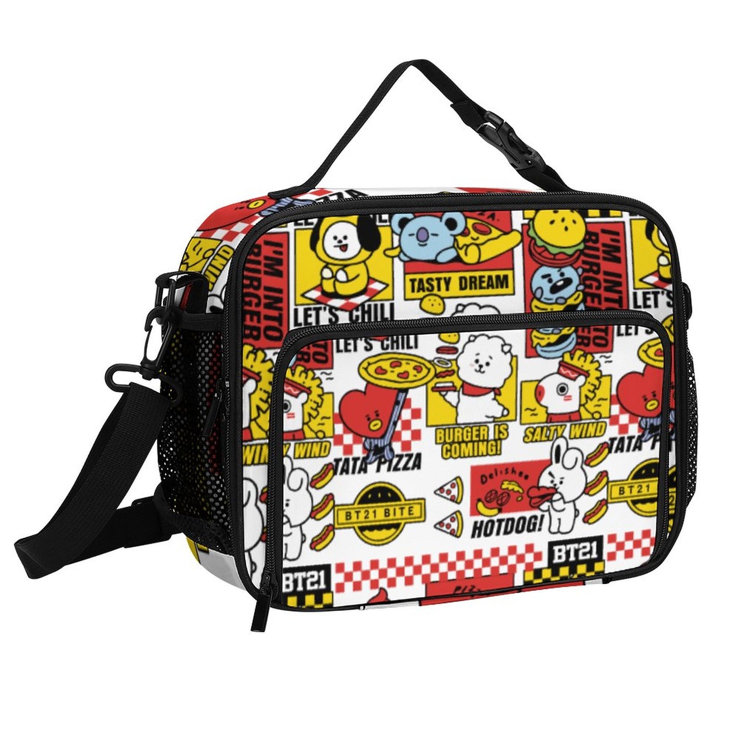 BT21 Inspired Large Capacity Insulated Lunch Bag – K-Pop Aesthetic Crossbody Tote