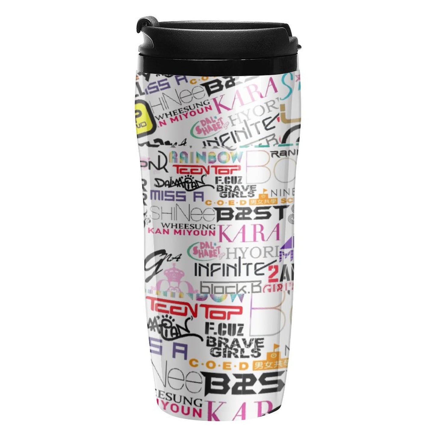 Kpop Stan Custom Coffee Mug | Double-Wall Insulated Travel Mug with Flip Lid