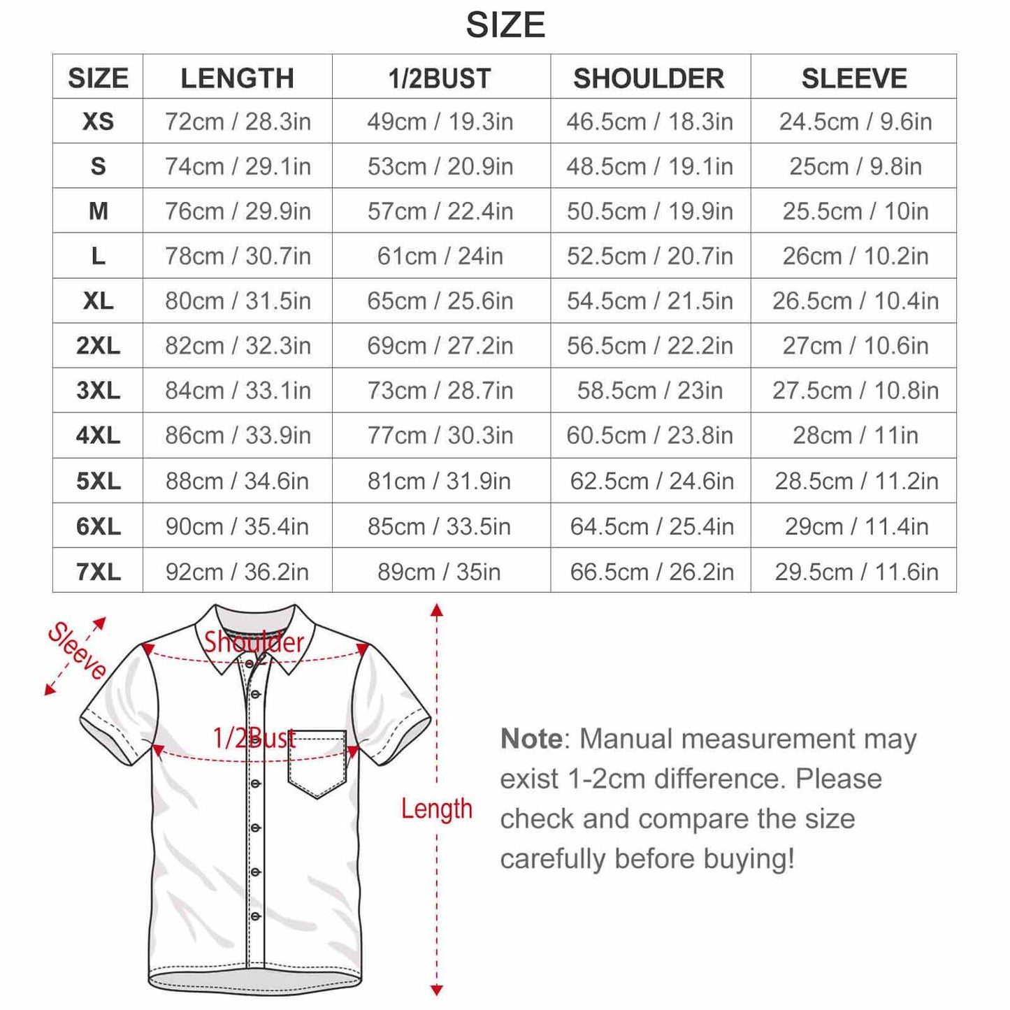 Men's Short Sleeve Father's Day Shirt with Pocket(XS-7XL)