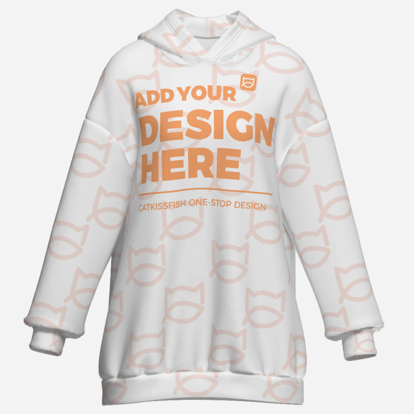 All-Over Print Women's Long Pullover Hoodie-Air Layer 200 GSM — front view