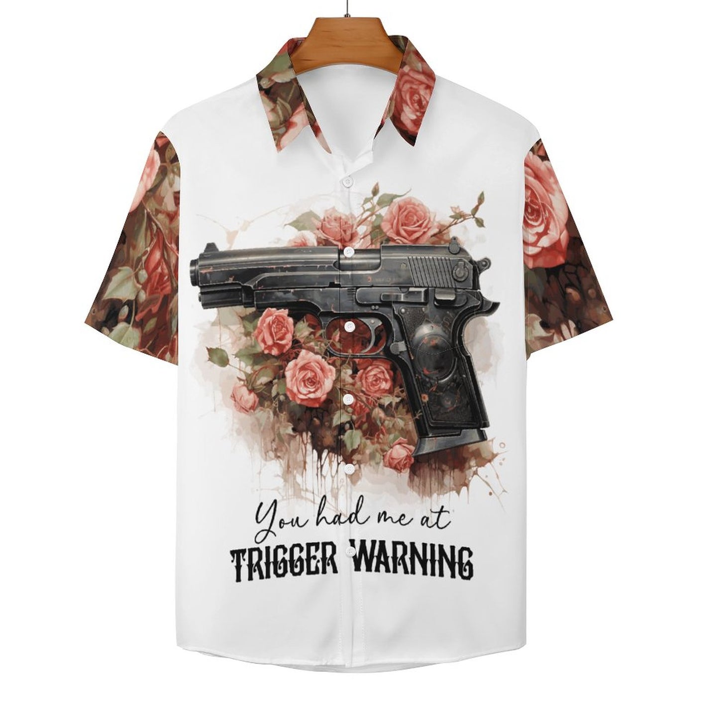 You Had Me at Trigger Warning Short Sleeve Button Down Shirt - Dark Romance BookTok Merch