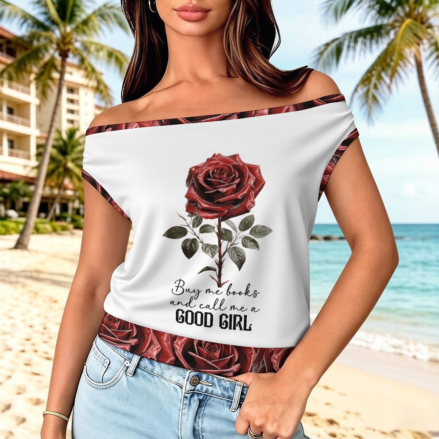 Buy Me All the Books Single Shoulder Top | BookTok Inspired Bookish Gift
