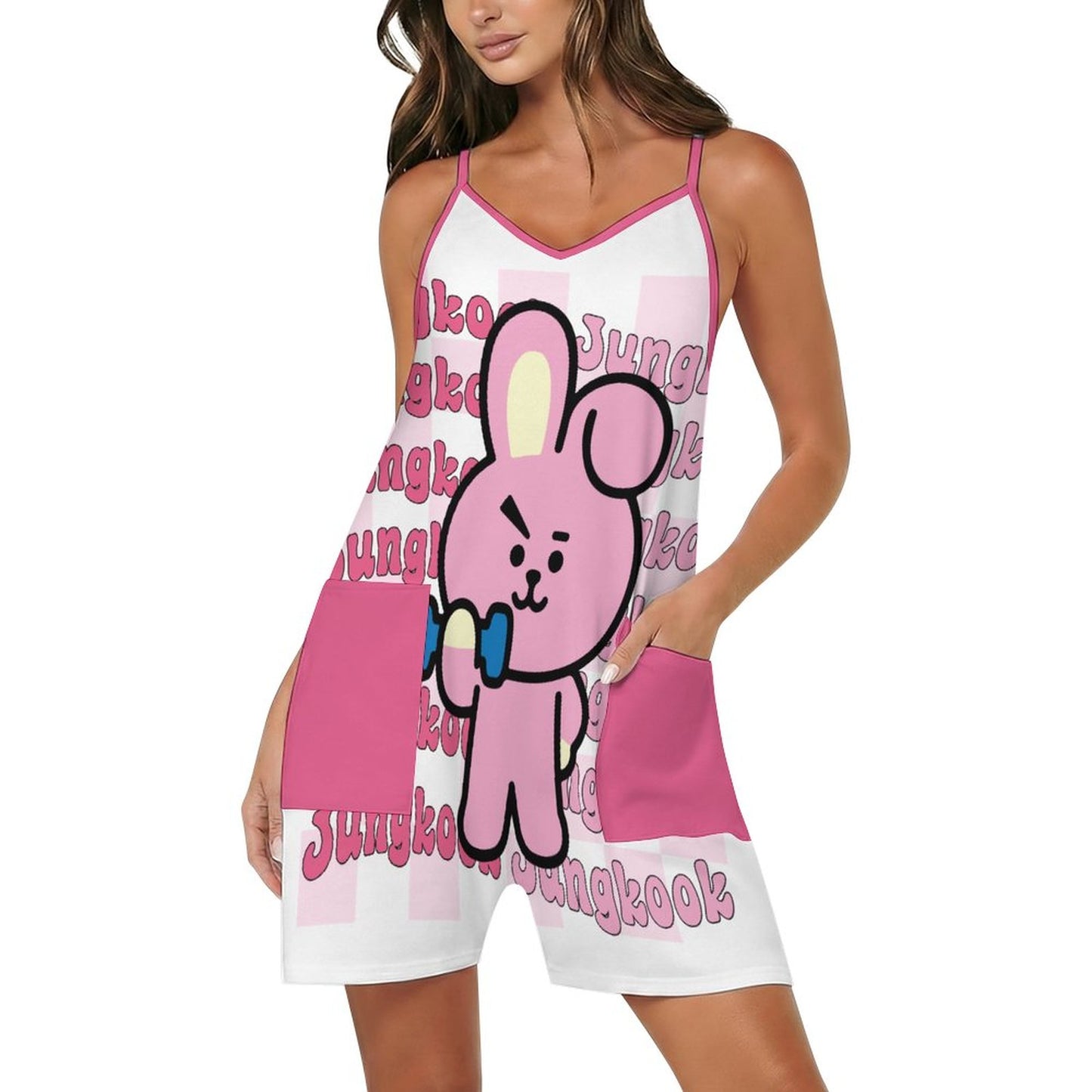 BT21 Cooky Jungkook Suspender Jumpsuit With Pockets | K-Pop Fan Merch