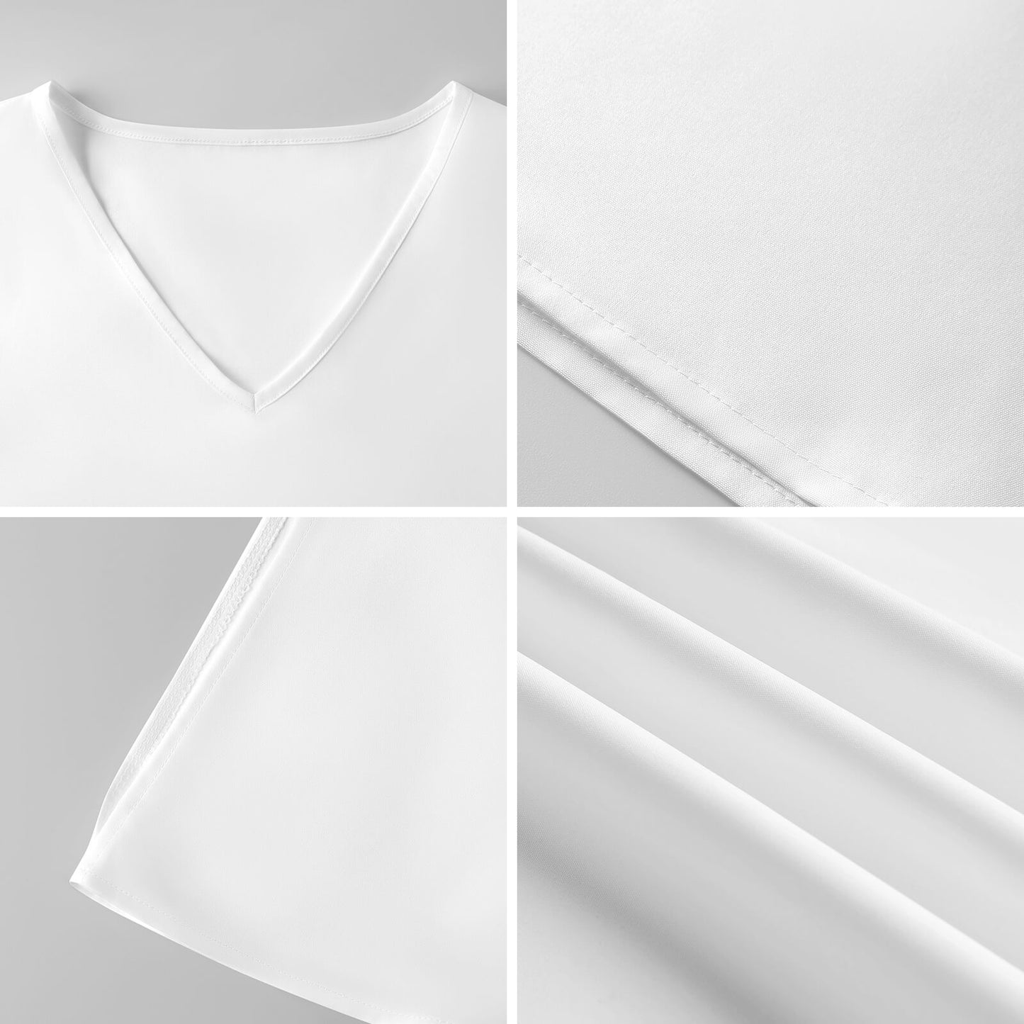 Collage of white fabric with different textures on a gray background