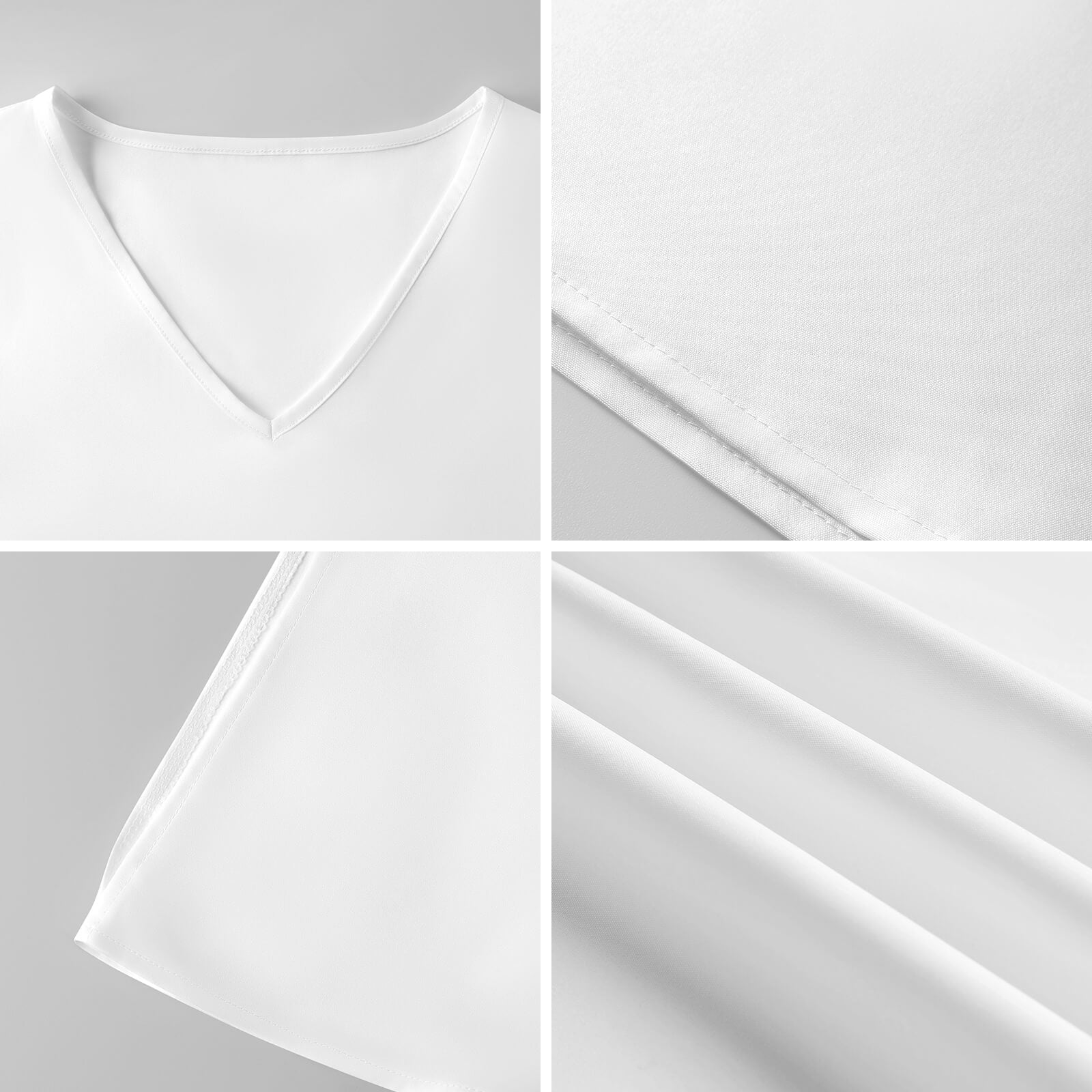 Collage of white fabric with different textures on a gray background
