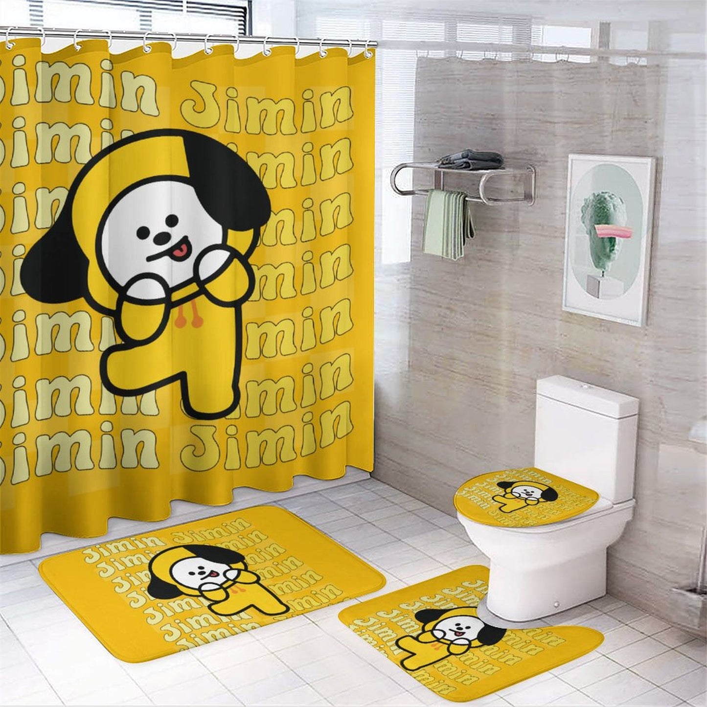 BT21 Chimmy Jimin Bathroom 4-Piece Set | K-Pop Fan Home Decor Gift