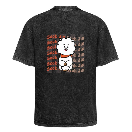 BTS Jin BT21 Men's Washed Cotton T-Shirt | K-Pop Fan Merch Back Print