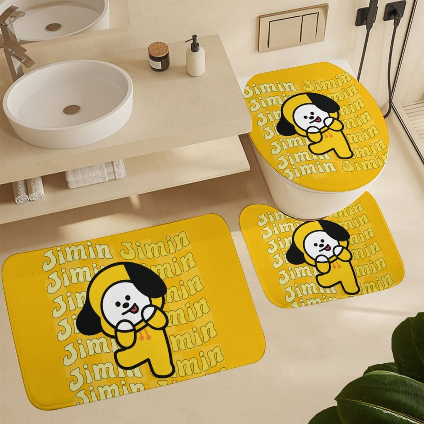 BT21 Chimmy Jimin Bathroom 4-Piece Set | K-Pop Fan Home Decor Gift