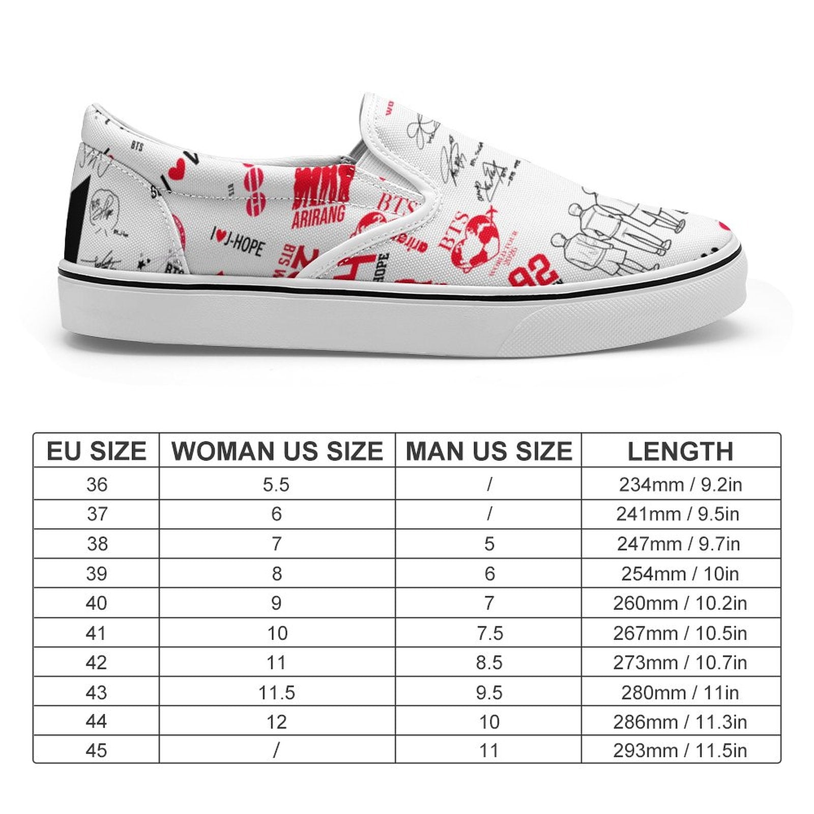 Side view of K-pop fan aesthetic sneakers .