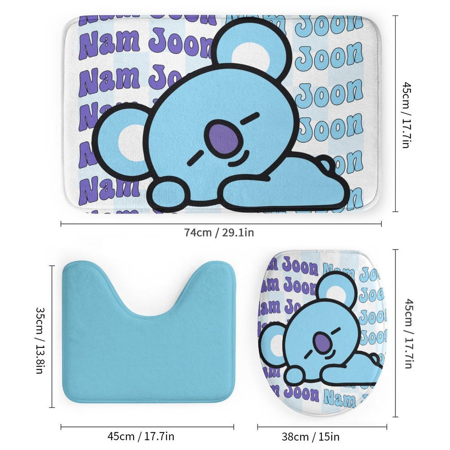 BT21 Koya RM Namjoon Bathroom 4-Piece Set | K-Pop Fan Home Decor Gift
